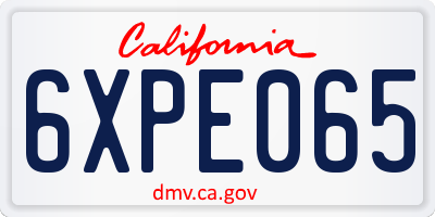 CA license plate 6XPE065