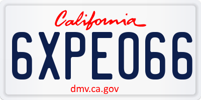 CA license plate 6XPE066