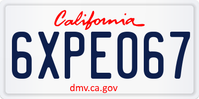 CA license plate 6XPE067