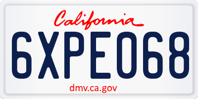 CA license plate 6XPE068
