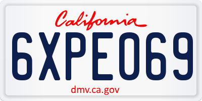CA license plate 6XPE069