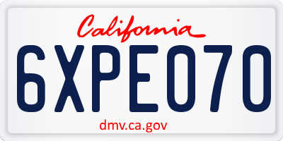 CA license plate 6XPE070