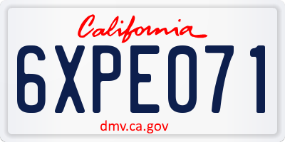 CA license plate 6XPE071