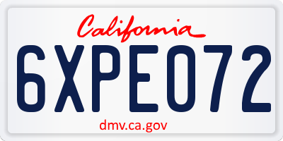CA license plate 6XPE072