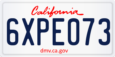 CA license plate 6XPE073