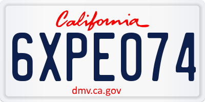 CA license plate 6XPE074
