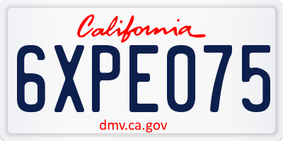 CA license plate 6XPE075