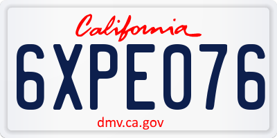 CA license plate 6XPE076