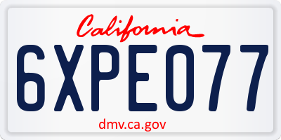 CA license plate 6XPE077