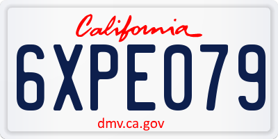 CA license plate 6XPE079