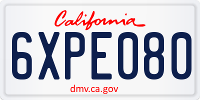 CA license plate 6XPE080