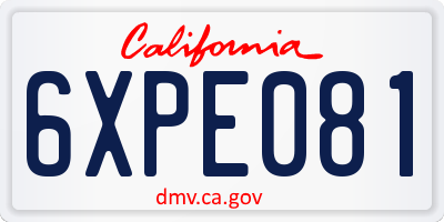 CA license plate 6XPE081