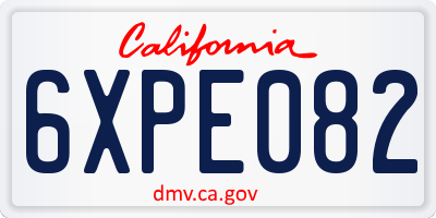 CA license plate 6XPE082