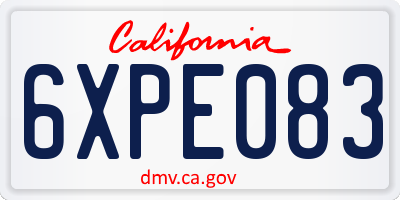CA license plate 6XPE083