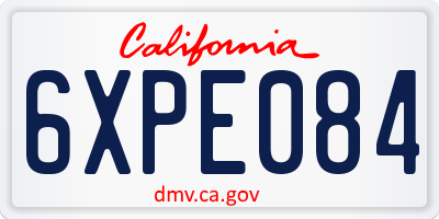 CA license plate 6XPE084