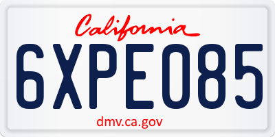 CA license plate 6XPE085