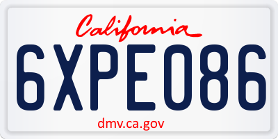 CA license plate 6XPE086