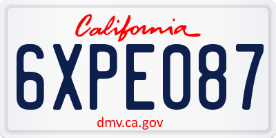 CA license plate 6XPE087