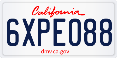 CA license plate 6XPE088
