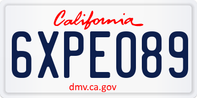 CA license plate 6XPE089