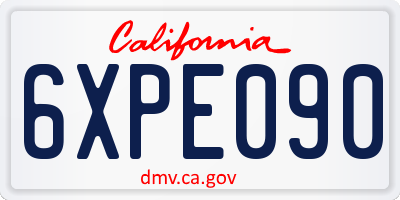 CA license plate 6XPE090