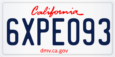 CA license plate 6XPE093