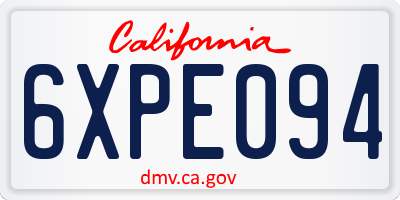 CA license plate 6XPE094