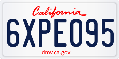 CA license plate 6XPE095