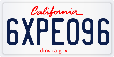 CA license plate 6XPE096