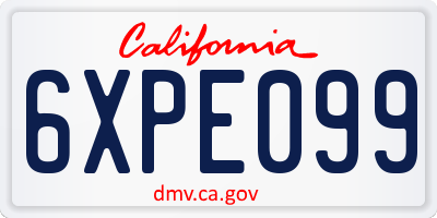 CA license plate 6XPE099