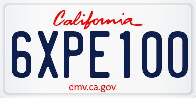 CA license plate 6XPE100