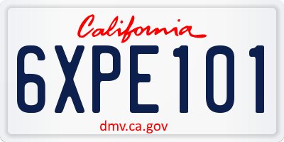 CA license plate 6XPE101