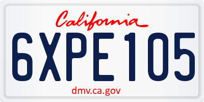 CA license plate 6XPE105