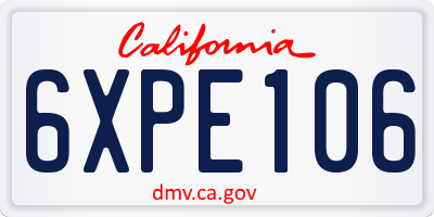 CA license plate 6XPE106