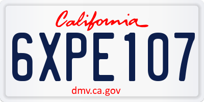 CA license plate 6XPE107