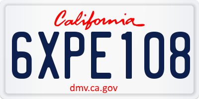 CA license plate 6XPE108