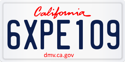 CA license plate 6XPE109