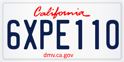 CA license plate 6XPE110