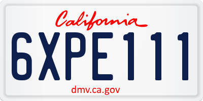 CA license plate 6XPE111