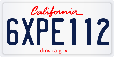 CA license plate 6XPE112