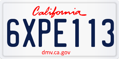 CA license plate 6XPE113