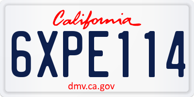 CA license plate 6XPE114