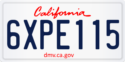CA license plate 6XPE115
