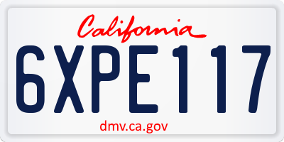 CA license plate 6XPE117