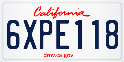 CA license plate 6XPE118