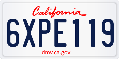 CA license plate 6XPE119