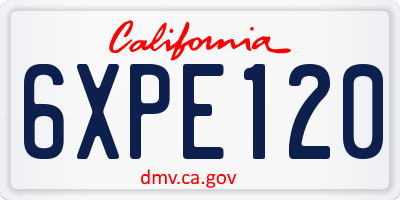 CA license plate 6XPE120