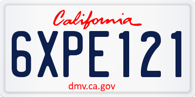 CA license plate 6XPE121