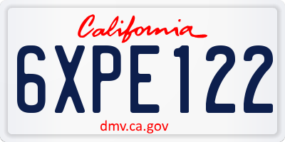 CA license plate 6XPE122