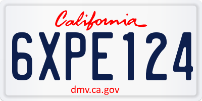 CA license plate 6XPE124